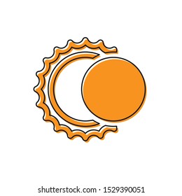 Orange Eclipse of the sun icon isolated on white background. Total sonar eclipse.  Vector Illustration
