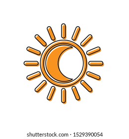 Orange Eclipse of the sun icon isolated on white background. Total sonar eclipse.  Vector Illustration