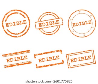 Orange edible stamps on white