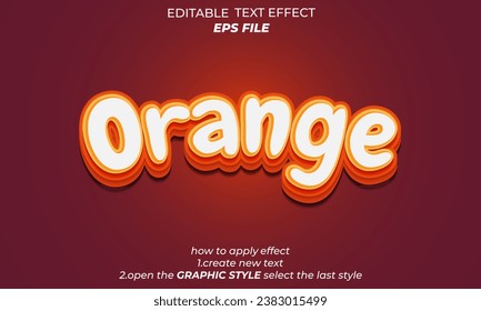 orange editable text effect 3d font style. vector template