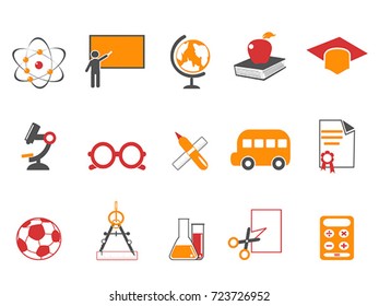 orange education icons set