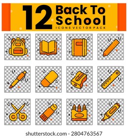 Orange educational icons ideal for backtoschool designs. Perfect for educational websites, schoolrelated materials, and classroom decorations. Bright and colorful elements.
