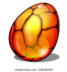 The orange egg of an ancient extinct reptile or dinosaur isolated on white background. Vector cartoon close-up illustration.
