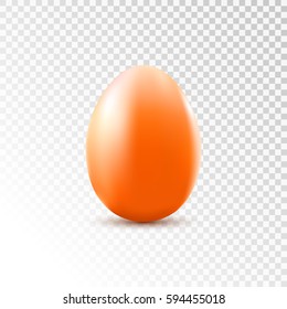 Orange egg isolated on transparent  background. Easter object template. Vector illustration.