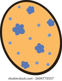 Orange eggs with blue flower pattern and blue dots