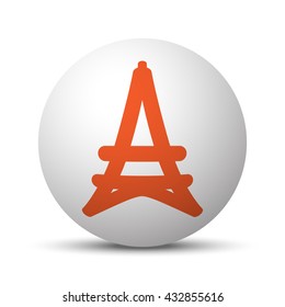 Orange Eiffel Tower icon on white ball