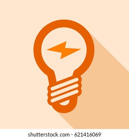Orange electric bulb icon. Flat illustration of orange electric bulb vector icon for web