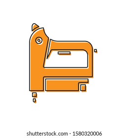 Orange Electric construction stapler icon isolated on white background. Working tool.  Vector Illustration