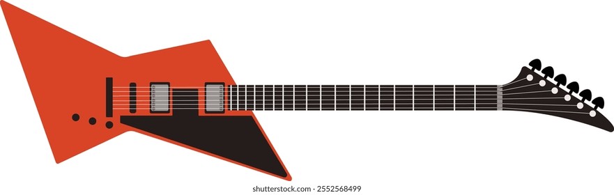 Orange electric guitar vector illustration on white background