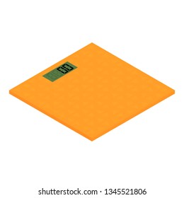 Orange electronic floor scales isolated on white background.