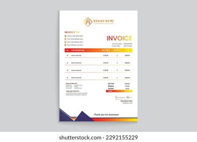 Orange elegant corporate invoice design