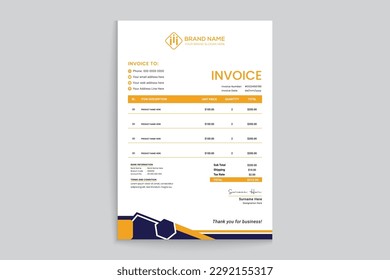 Orange elegant corporate invoice design