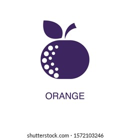 orange element in flat simple style on white background. orange icon, with text name concept template