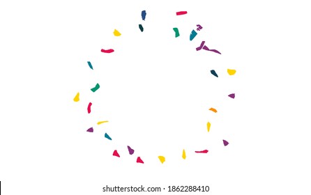 Orange Elements Decoration White Background. Festival Colored Paper Wallpaper. FallingFestive Particles Design. Green Confetti Celebrate Background.