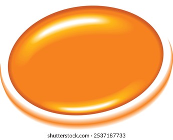 Orange ellipse button vector illustration. Elegant 3D orange oval design for icon shiny light effect and gradient on isolated plate on white background