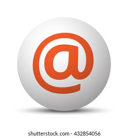 Orange E-Mail icon on white ball