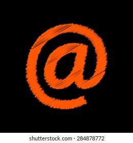 Orange Email sign icon (Vector) on a black background