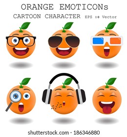 Orange emoticon cartoon character eps 10 vector