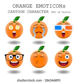 Orange emoticon cartoon character eps 10 vector