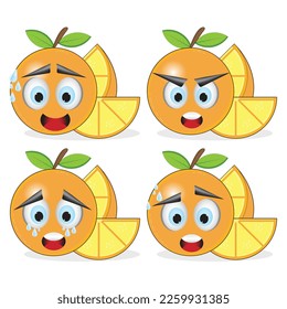 orange emoticon and illustration on white background