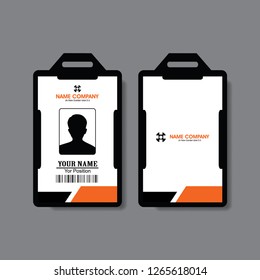 orange  Employee ID Card Design Template modern simple