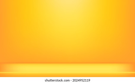 Orange Empty Room Studio with light shining on wall. Yellow Gallery room with copy space,Vector minimal design use for backdrop shooting for products presentation, promotion or Sales  - Shutterstock ID 2024952119