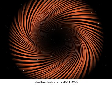 Orange endless tunnel in space