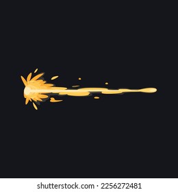 Ilustración vectorial del haz de energía naranja. Dibujo de caricatura de arma láser, efecto de detonador o arma, relámpago, ataque alienígena. Magia, concepto de poder para juegos o historietas
