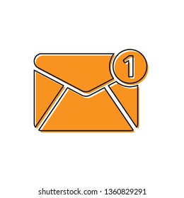 Orange Envelope icon isolated on white background. Received message concept. New, email incoming message, sms. Mail delivery service. Vector Illustration