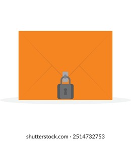 Orange envelope with padlock, security concept