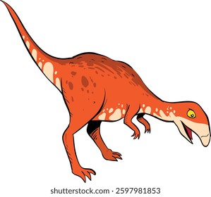 Orange erbivore dinosaur with little hands