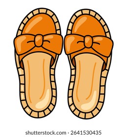 Orange Espadrille slide sandals, casual flat summer slippers, women sole open toe sandals, cute cartoon shoes