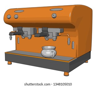 It is a orange espresso machine mainly seen in cafe hotel color drawing or illustration