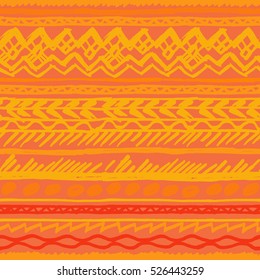 Orange Ethnic pattern vector hand drawn elements. Vector tribal ornament 