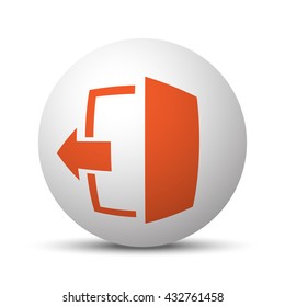 Orange Exit icon on white ball