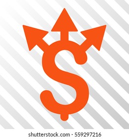 Orange Expences interface toolbar icon. Vector pictogram style is a flat symbol on diagonally hatched transparent background.