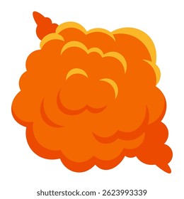 Explosão de laranja se expandindo com chamas amarelas, criando uma explosão vibrante, perfeita para ilustrar a destruição, o poder ou o impacto de uma forma dinâmica e energética