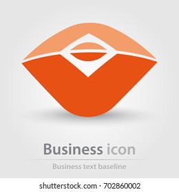 Orange eye business icon in perspective view
