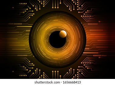 orange eye cyber circuit future technology concept background