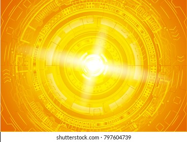 Concepto de ciberseguridad de los ojos naranja, abstracto Internet digital de alta velocidad. tecnología futura, fondo vectorial.