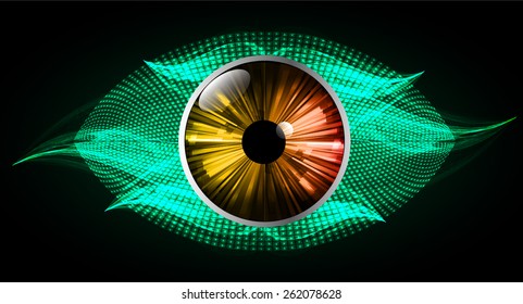 orange eye. green Light Abstract Technology background for computer graphic website internet and business.