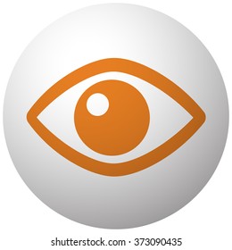Orange Eye icon on sphere isolated on white background