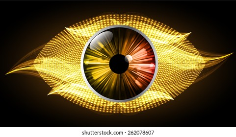 orange eye. Light Abstract Technology background for computer graphic website internet and business.