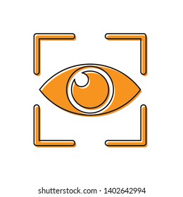Orange Eye scan icon isolated on white background. Scanning eye. Security check symbol. Cyber eye sign. Vector Illustration