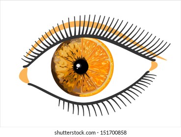 Orange eye. Vector on white background