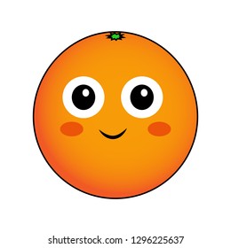Orange with eyes icon on a white background. Fruit cartoon character vector illustration.