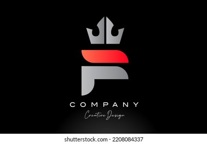 orange F alphabet letter logo icon design with king crown. Creative template for business and company