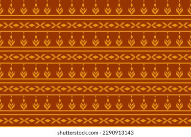 Orange fabric ikat pattern art. Geometric ethnic seamless pattern traditional. American, Mexican style. Design for background, wallpaper, fabric, clothing, carpet, textile, batik, embroidery.