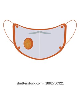 Orange face mask for covid on white backdrop
