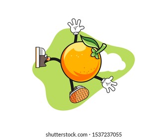 Orange fall from sky cartoon. Mascot Character vector.